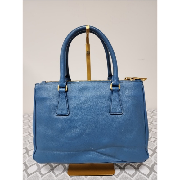 PRADA Saffiano Lux Small Double Zip Tote Blue - Picture 3 of 15